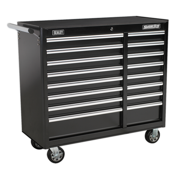 Sealey AP41169B Rollcab 16 Drawer with Ball Bearing Slides Heavy-Duty - Black