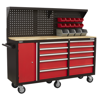 Sealey AP6310 Mobile Workstation 10 Drawer with Backboard