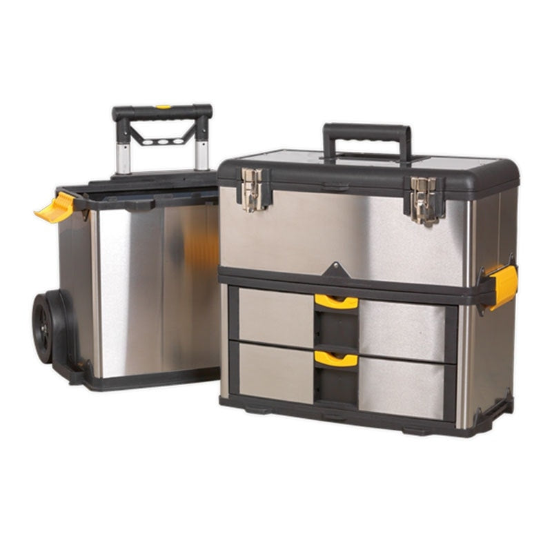 Sealey AP855 Mobile Stainless Steel/Composite Toolbox with 3 Compartments