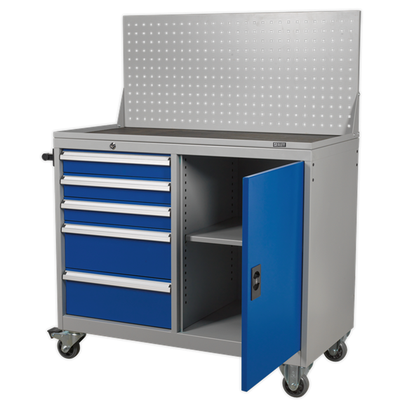 Sealey API1103A Industrial Mobile Workstation 5 Drawer & 1 Shelf Locker