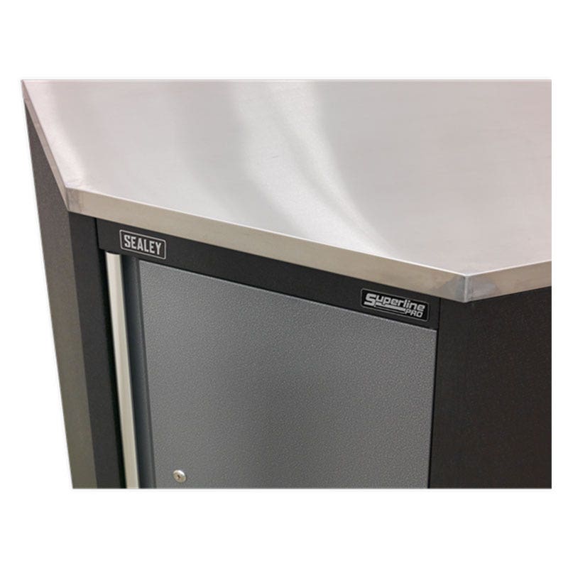 Sealey APMS60SS Stainless Steel Worktop for Modular Corner Cabinet 865mm