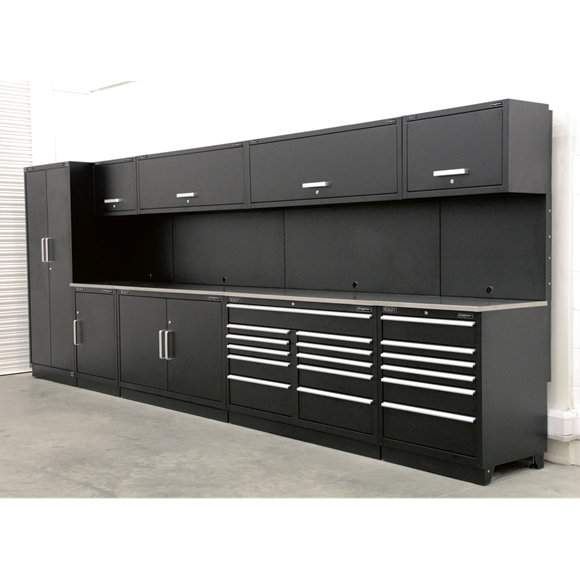 Sealey APMSSTEEL Premier 5.6m Storage System - Stainless Worktop