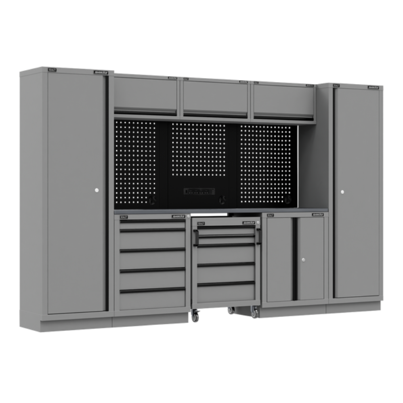 Sealey APMSBESTACK01SS Superline PRO® Black Edition Storage System with Stainless Worktop 3.24m