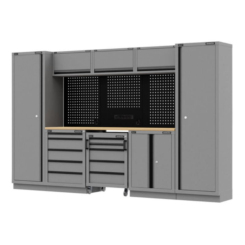 Sealey APMSBESTACK01W Superline PRO® Black Edition Storage System with Rubber Wood Worktop 3.24m