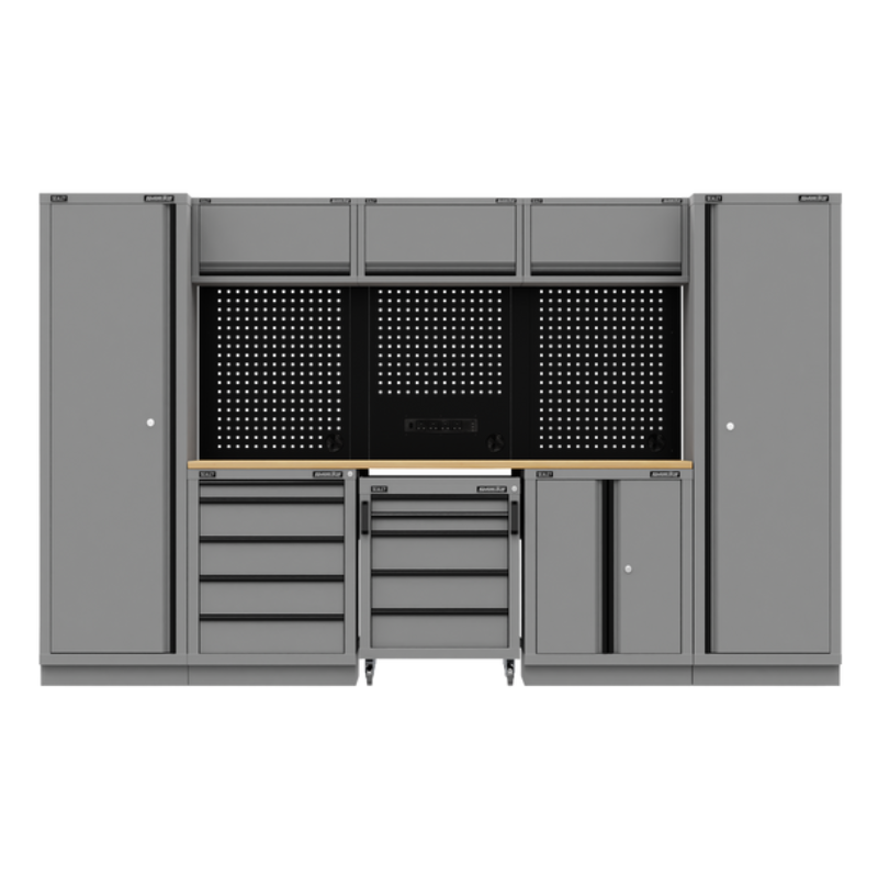 Sealey APMSBESTACK01W Superline PRO® Black Edition Storage System with Rubber Wood Worktop 3.24m