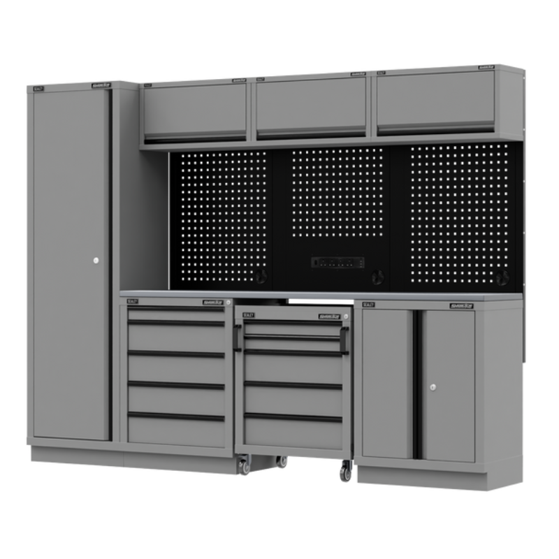 Sealey APMSBESTACK02SS Superline PRO® Black Edition Storage System with Stainless Worktop 2.64m