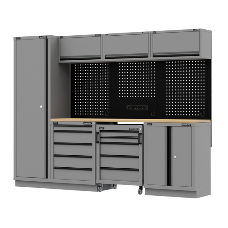 Sealey APMSBESTACK02W Superline PRO® Black Edition Storage System with Rubber Wood Worktop 2.64m