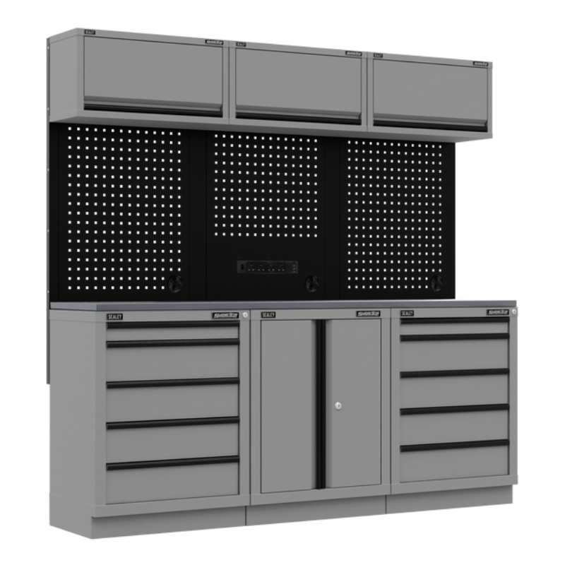 Sealey APMSBESTACK04SS Superline PRO® Black Edition Storage System with Stainless Worktop 2.04m