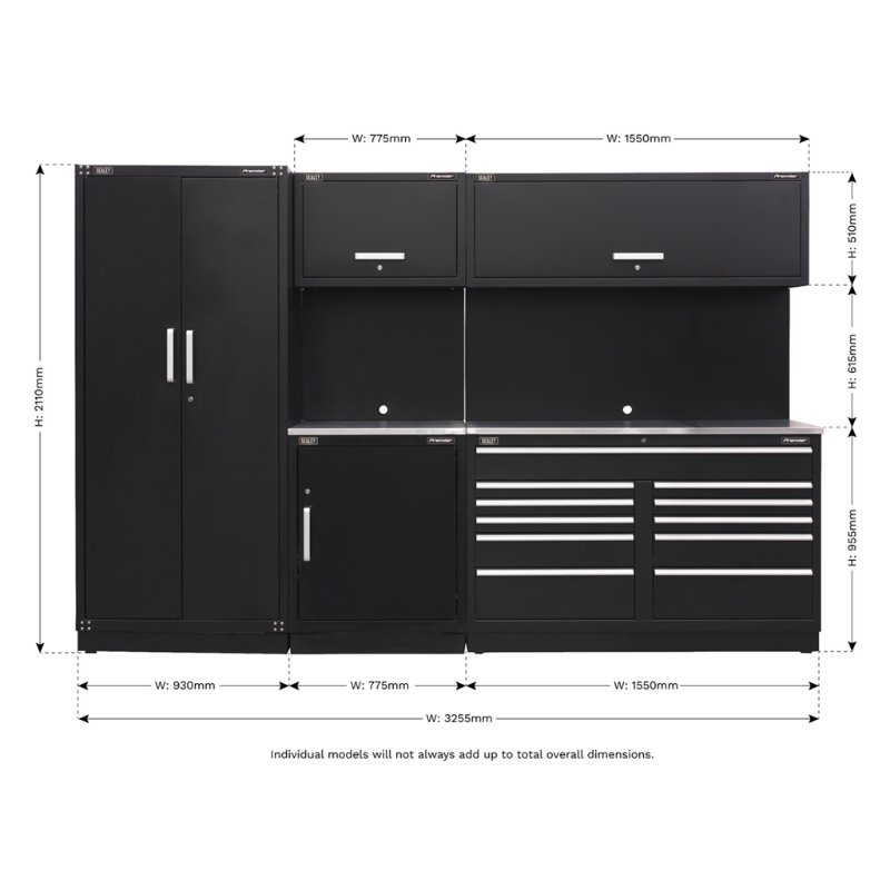 Sealey APMSCOMBO2SS Premier 3.3m Storage System - Stainless Worktop