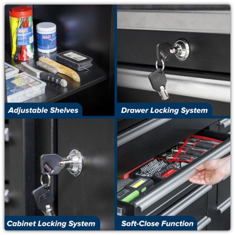 Sealey APMSCOMBO7SS Premier Storage System with Stainless Worktop 3.55m