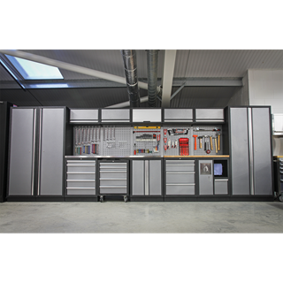 Sealey APMSSTACK01W Superline PRO® 4.9m Storage System - Wood Worktop