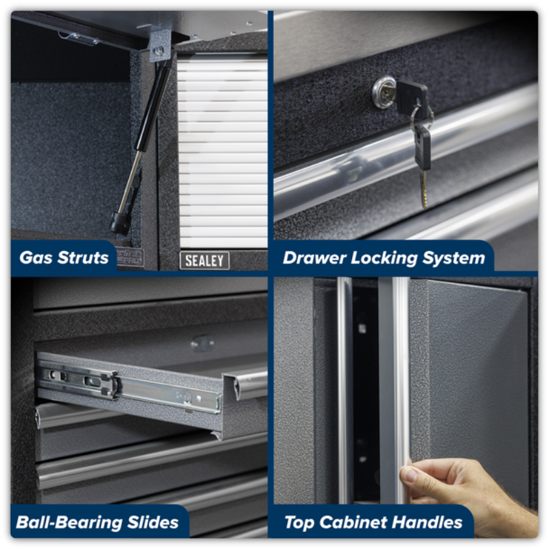 Sealey APMSSTACK17SS Superline PRO® Storage System with Stainless Worktop 4.9m