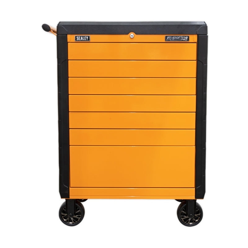 Sealey APPD7O Rollcab 7 Drawer Push-To-Open Hi-Vis Orange