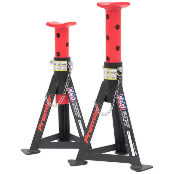 Sealey AS3R Axle Stands (Pair) 3tonne Capacity per Stand - Red