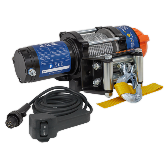 Sealey ATV1135 ATV/Quad Recovery Winch 1135kg (2500lb) Line Pull 12V