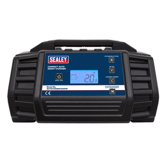 Sealey AUTOCHARGE1200HF Compact Auto Smart Charger 12A 9-Cycle 12/24V - Lithium