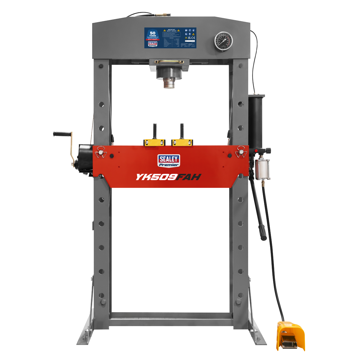 Sealey YK509FAH Premier Air/Hydraulic Floor Type Press with Foot Pedal 50 Tonne