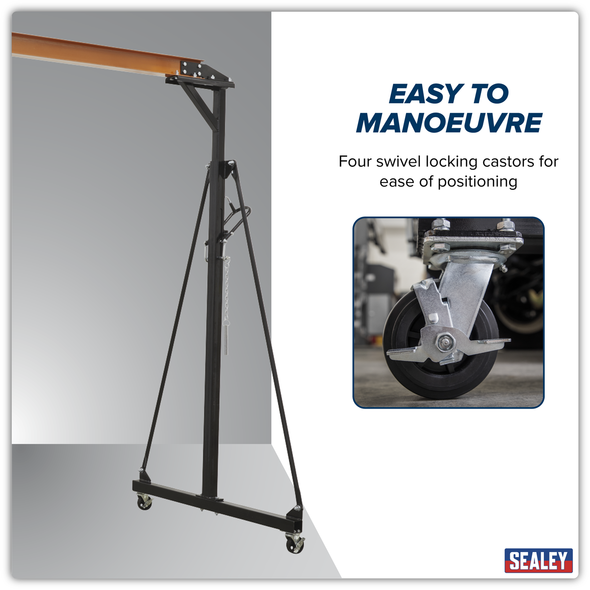 Sealey Portable Lifting Gantry Crane Adjustable 0.5 Tonne