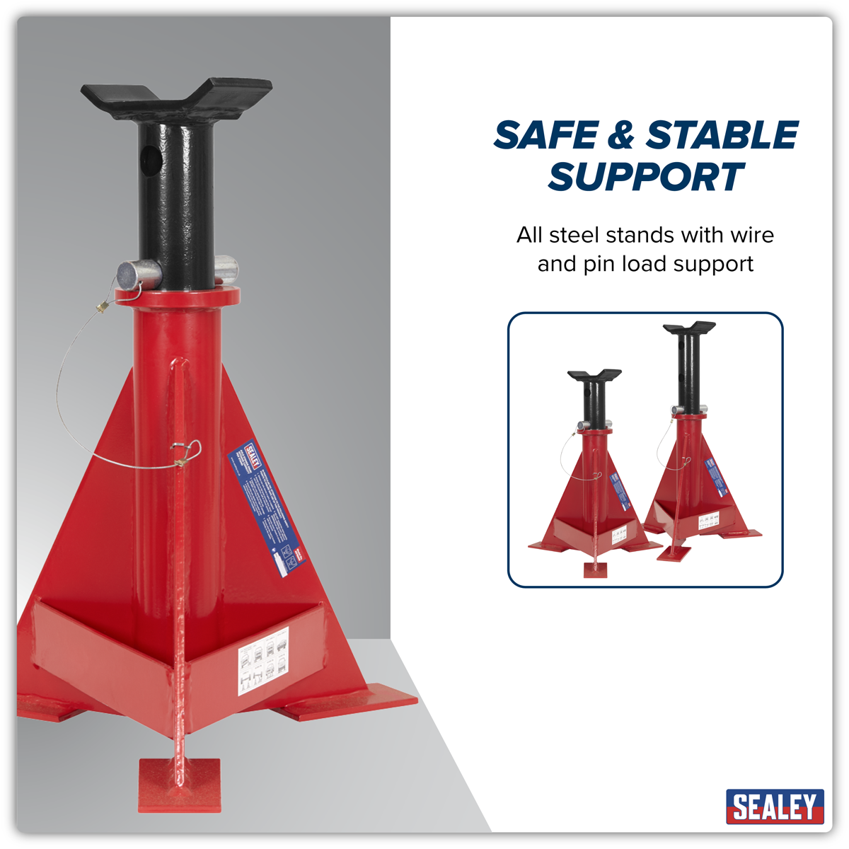 Sealey AS15000 Axle Stands (Pair) 15tonne Capacity per Stand