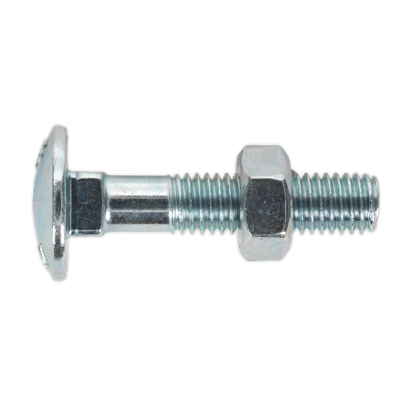 Sealey CBN840 Coach Bolt & Nut DIN 603 - M8 x 40mm Zinc Pack of 50