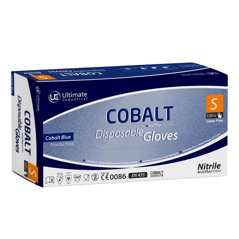 Disposable Nitrile Cobalt Powder-Free Gloves, Large (100 Pack)