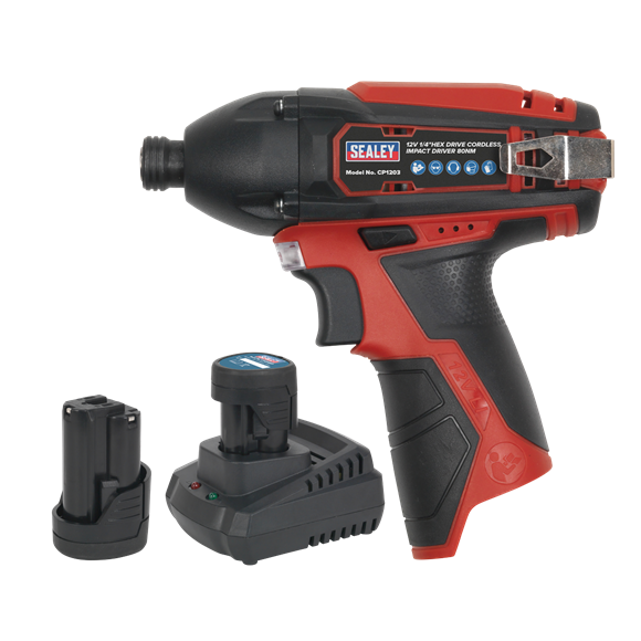 Sealey CP1203KIT Impact Driver Kit 1/4" Hex Drive 12V Lithium-ion - 2 Batteries