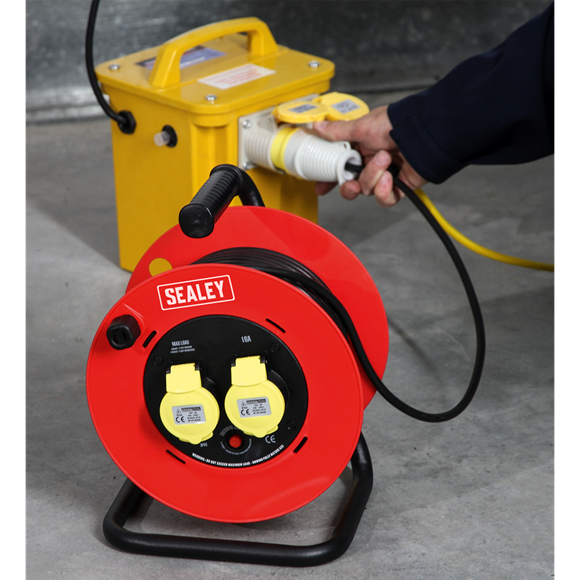 Sealey CR12515 Cable Reel 25m 2 x 110V 1.5mm² Heavy-Duty Thermal Trip