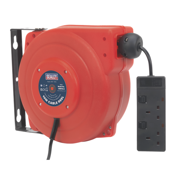 Sealey CRM10 Cable Reel System Retractable 10m 2 x 230V Socket