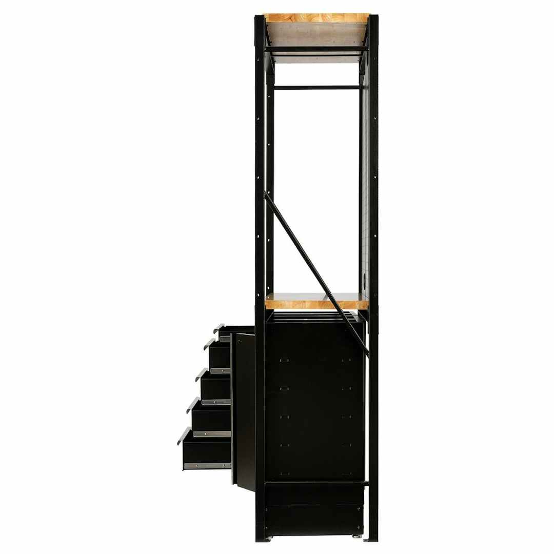 BUNKER 27972 15 Piece Modular Storage Combo 2 Tier Racking with Stainless Steel Shelving, Pegboards and Floor Cabinets, 1500mm