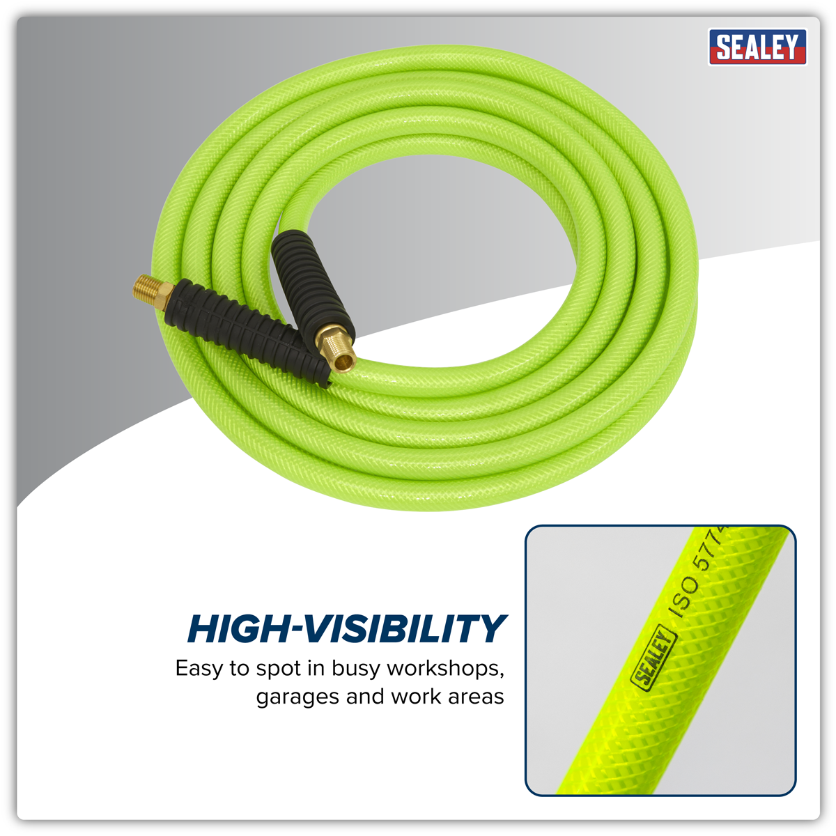 Sealey AHFC1538 Air Hose High-Visibility 15m x 10mm with 1/4"BSP Unions