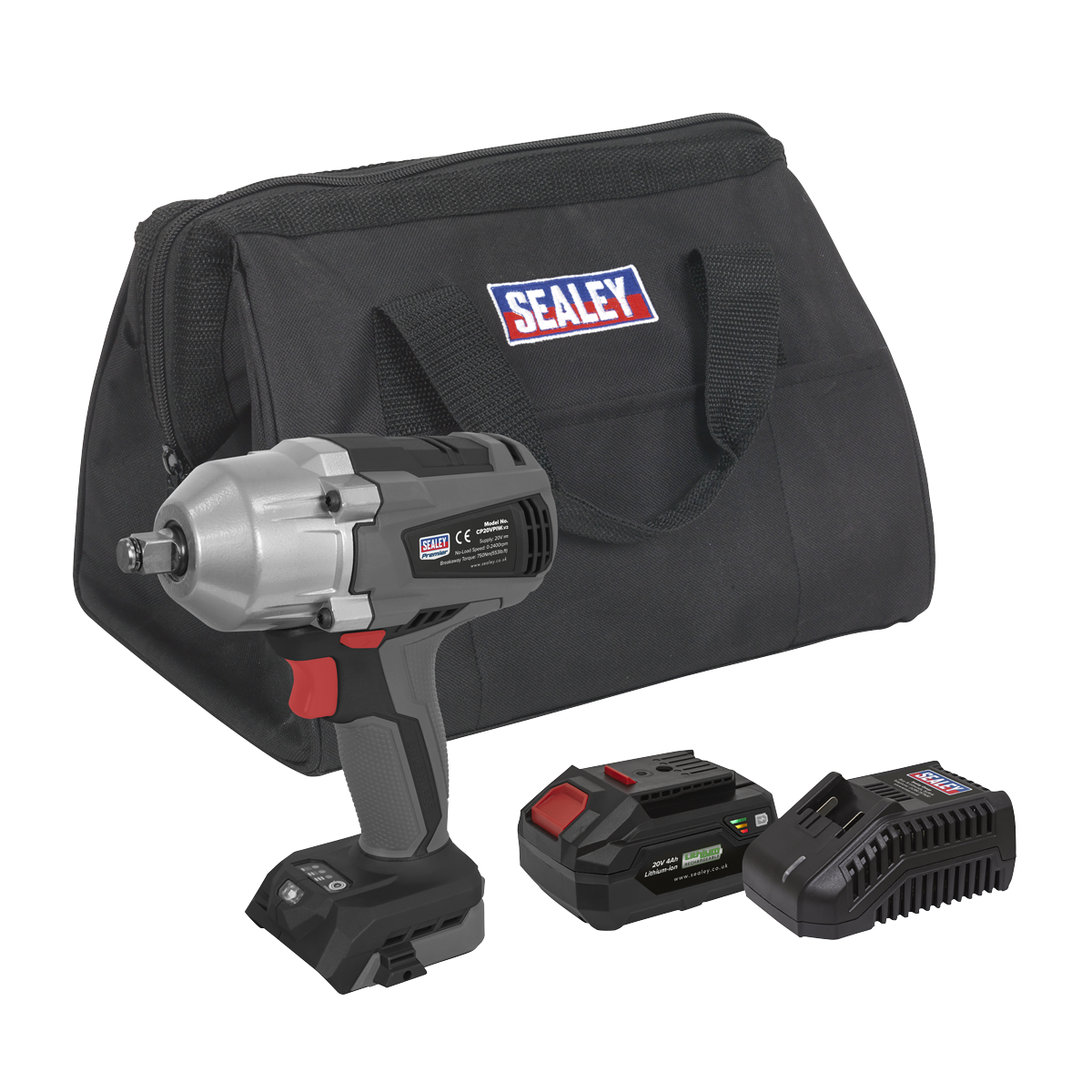 Sealey CP20VPIWKIT1 Brushless Impact Wrench Kit 1/2"Sq Drive 20V 4Ah 700Nm
