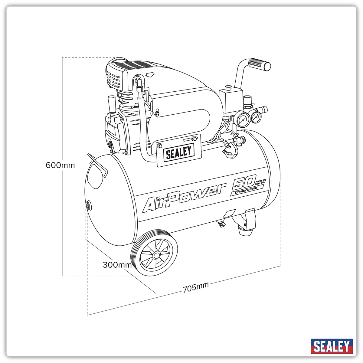 Sealey SAC5020A 50L Direct Drive Air Compressor 2hp