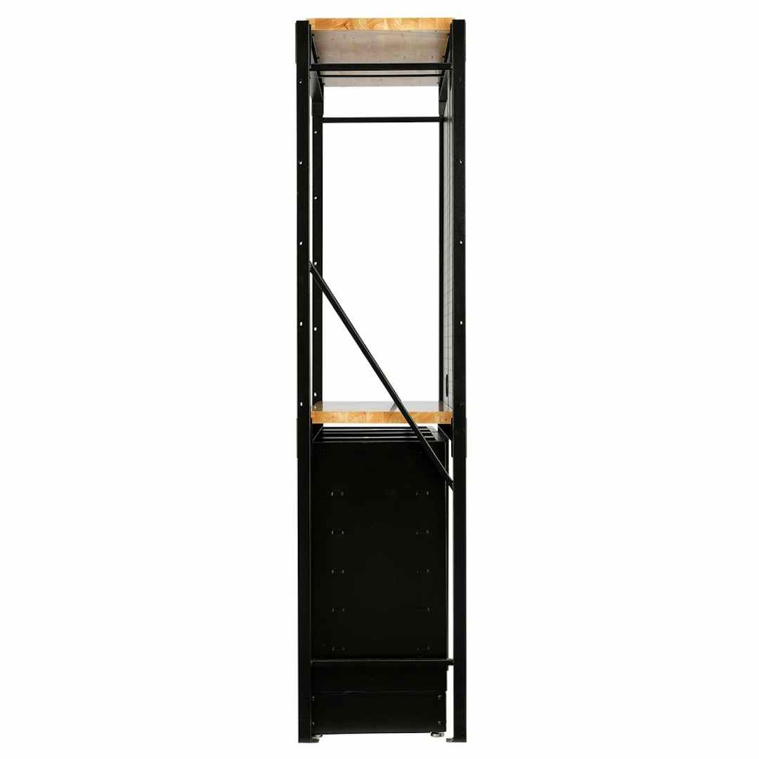 BUNKER 27972 15 Piece Modular Storage Combo 2 Tier Racking with Stainless Steel Shelving, Pegboards and Floor Cabinets, 1500mm