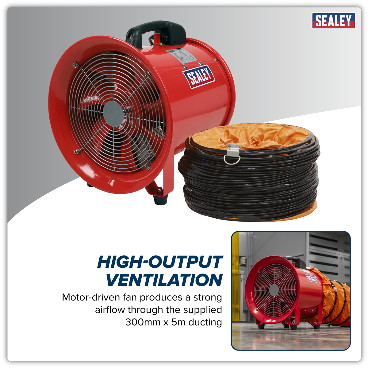 Sealey VEN300 Portable Ventilator 300mm with 5m Ducting