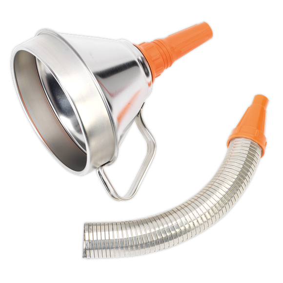 Sealey FM16F Funnel Metal with Flexible Spout & Filter Ø160mm