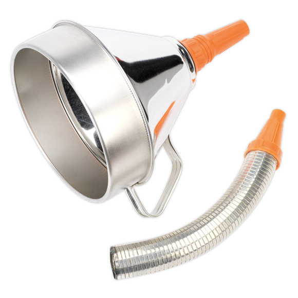 Sealey FM20F Funnel Metal with Flexible Spout & Filter Ø200mm