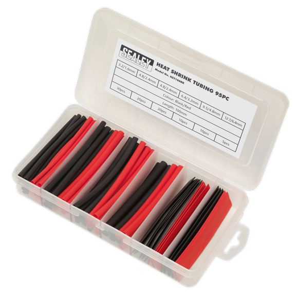 Sealey HST100BR Heat Shrink Tubing Assortment 95pc 100mm Black & Red