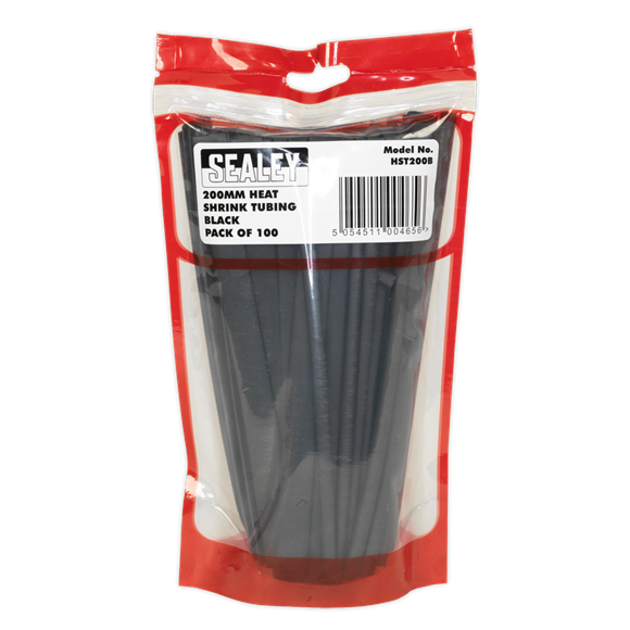 Sealey HST200B Heat Shrink Tubing Black 200mm 100pc