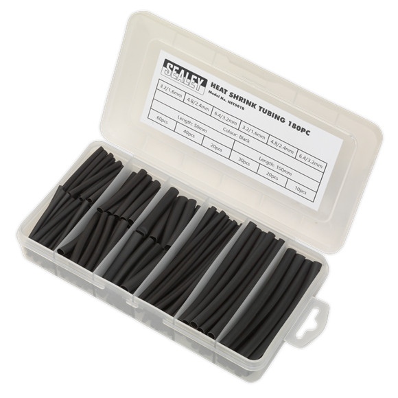 Sealey HST501B Heat Shrink Tubing Assortment 180pc 50 & 100mm Black