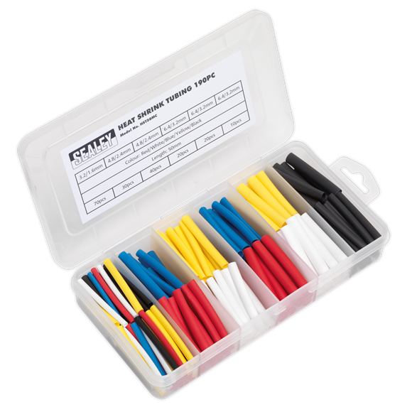 Sealey HST50MC Heat Shrink Tubing Assortment 190pc 50mm Mixed Colours