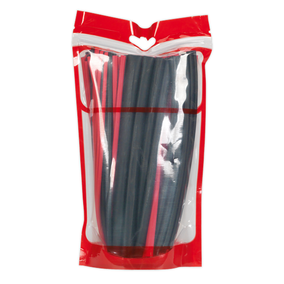 Sealey HSTAL72BR Heat Shrink Tubing Assortment 72pc Black & Red Adhesive Lined 200mm