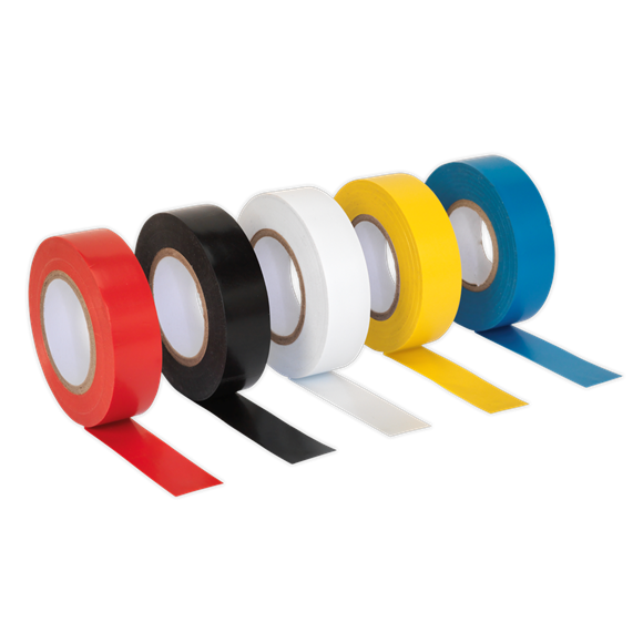 Sealey ITMIX10 PVC Insulating Tape 19mm x 20m Mixed Colours Pack of 10