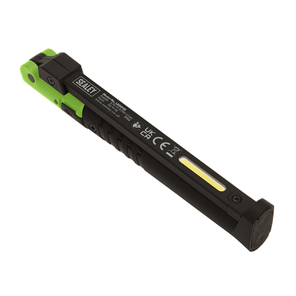 Sealey LED01G Rechargeable Slim Folding Pocket Light 2 COB & 1 SMD LED - Green