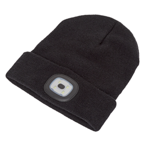 Sealey LED185 Beanie Hat 4 SMD LED USB Rechargeable