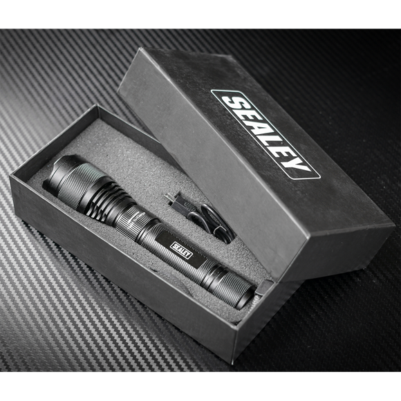 Sealey LED449 Aluminium Torch 10W CREE* XPL LED Adjustable Focus Rechargeable with USB Port