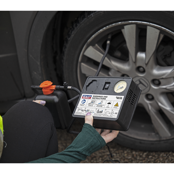 Sealey MAC10S Tyre Inflator 12V & Emergency Puncture Sealant Kit
