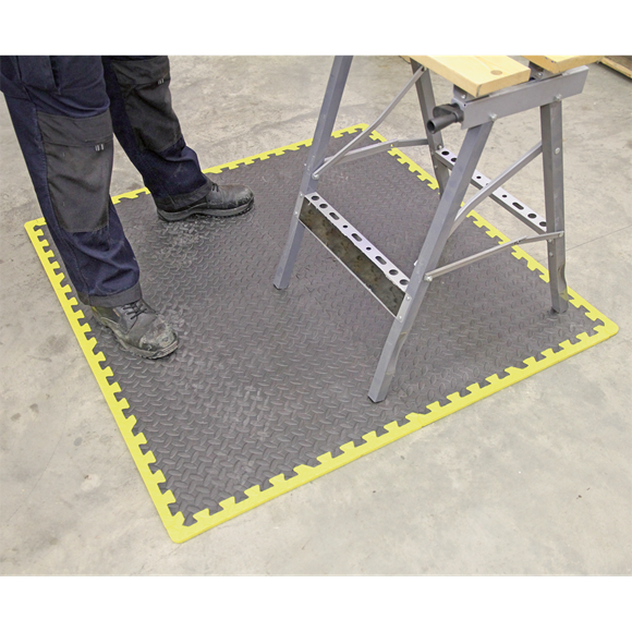 Sealey MIC1218Y3 Interlocking EVA Foam Workshop Mat Set 1240 x 1825mm with Hi-Vis Edges