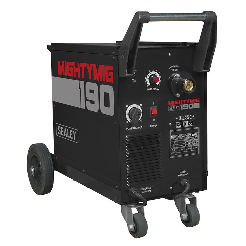 Sealey MIGHTYMIG190 Professional Gas/Gasless MIG Welder with Euro Torch 190A