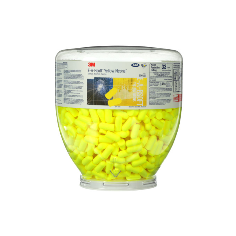 3M E-A-Rsoft Yellow Neons Earplugs, 36 dB, Refill Bottle, PD-01-002 - 500 Pair/Bottle