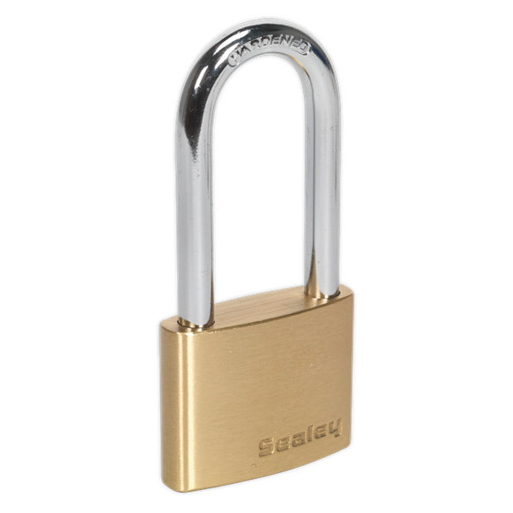 Sealey PL102L Brass Body Padlock Long Shackle 50mm